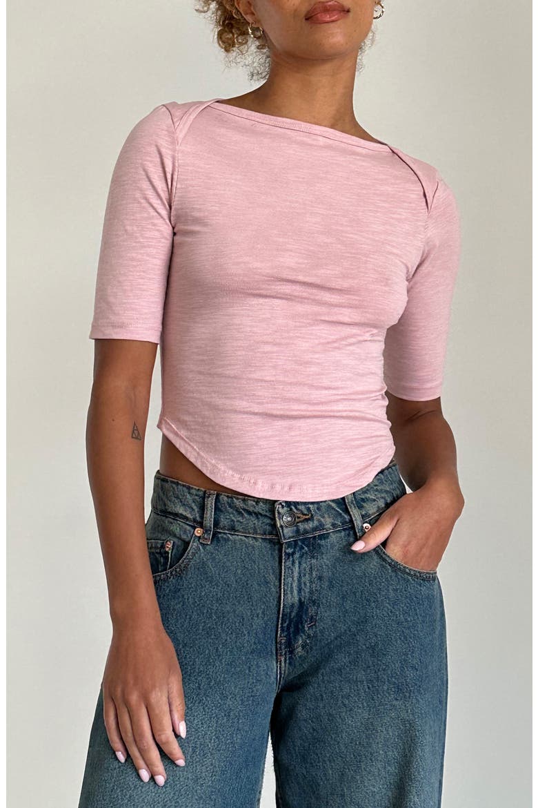Ralda Curved Jersey Top, Main, color, PINK LADY