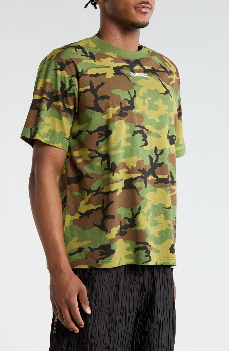 PLEASURES Wordmark Logo Cotton T-Shirt, Alternate, color, Woodland
