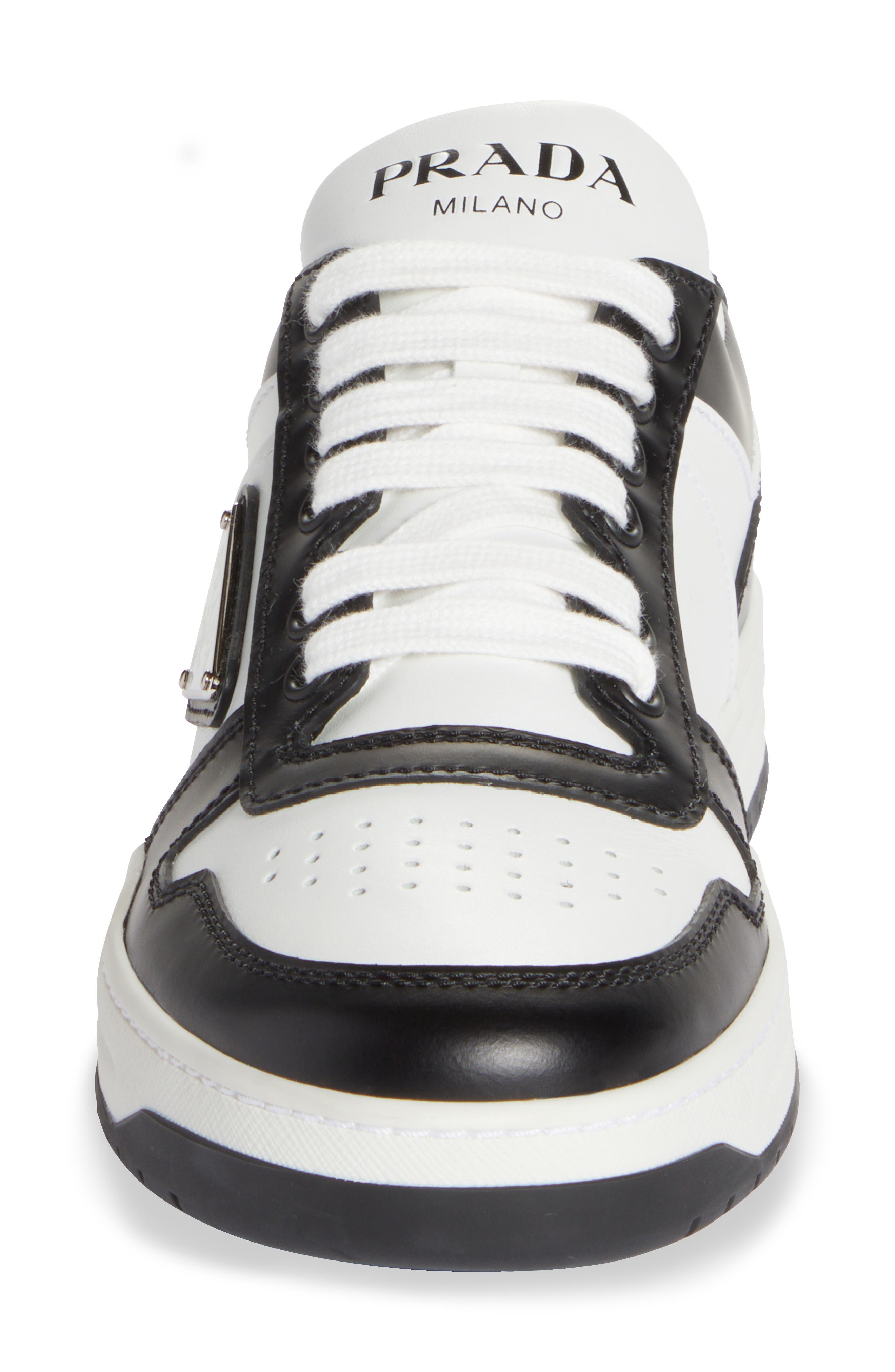 Prada Downtown Logo Low Top Sneaker, Alternate, color, 