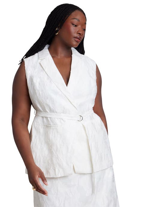 Floral Jacquard Belted Vest