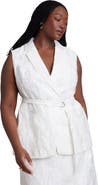 ELOQUII Floral Jacquard Belted Vest