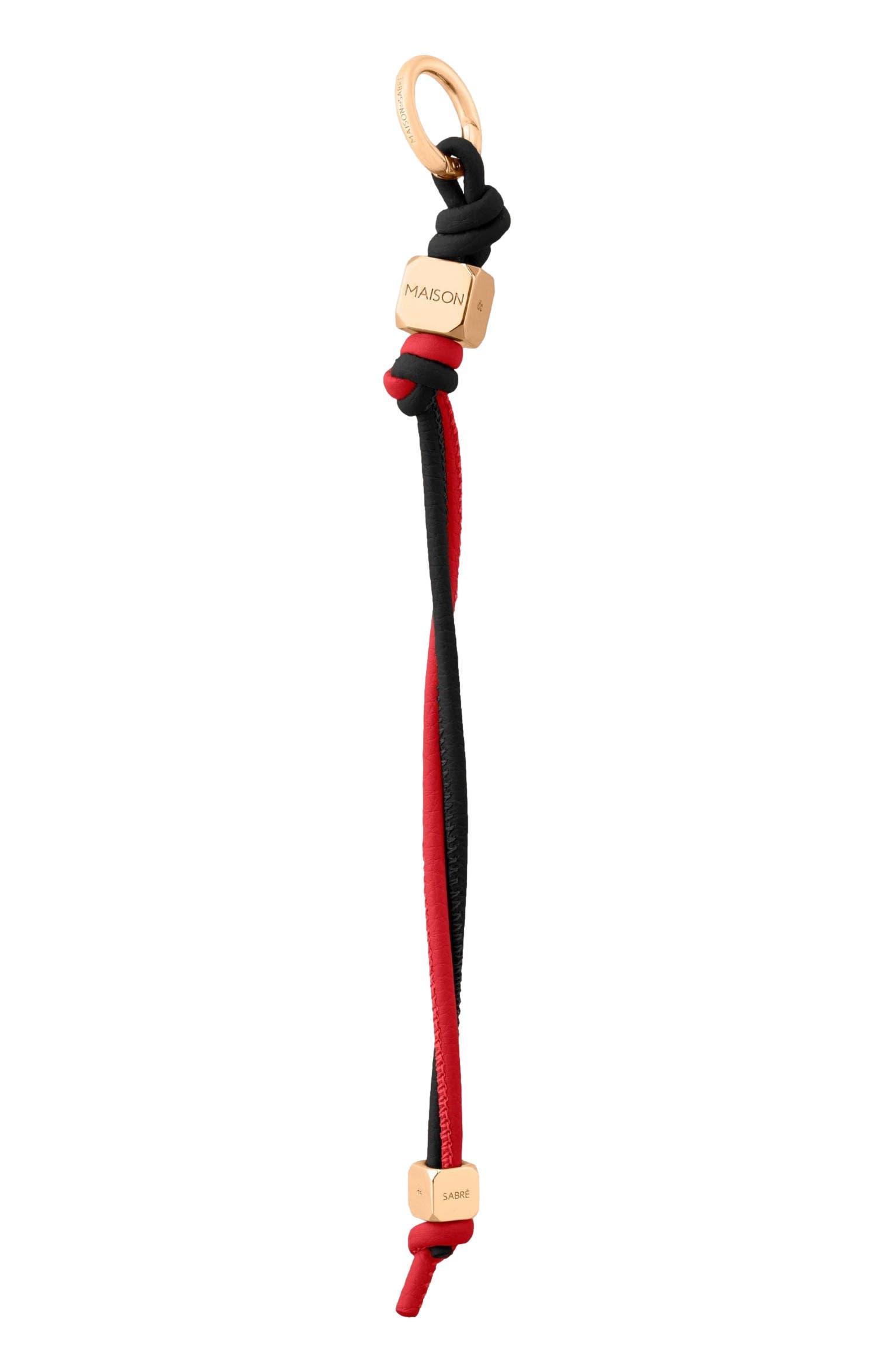 MAISON de SABRÉ Leather Wristlet Charm, Main, color, Rouge Noir