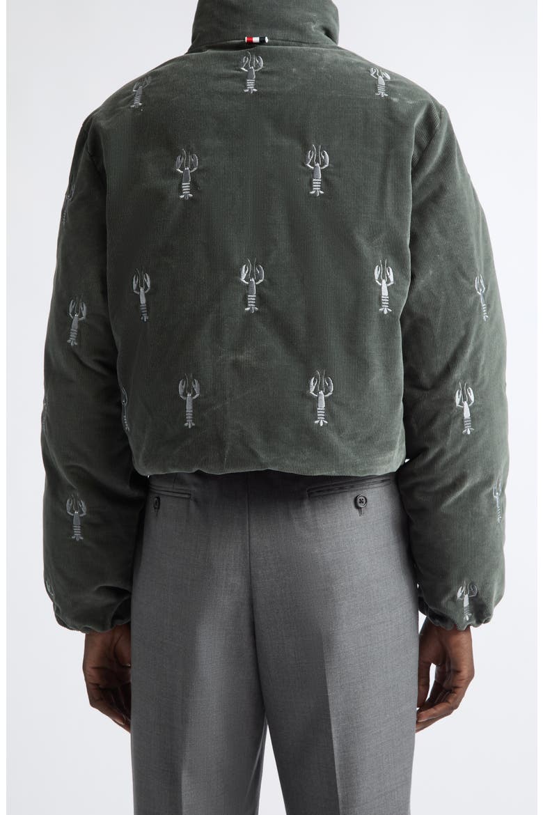 Crop Lobster Stitch Corduroy Reversible Down Jacket, Alternate, color, MEDIUM GREY