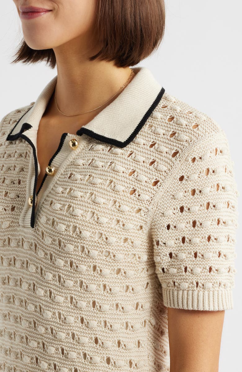 FRAME The Bauble Open Stitch Mini Sweater Dress, Alternate, color, Cream