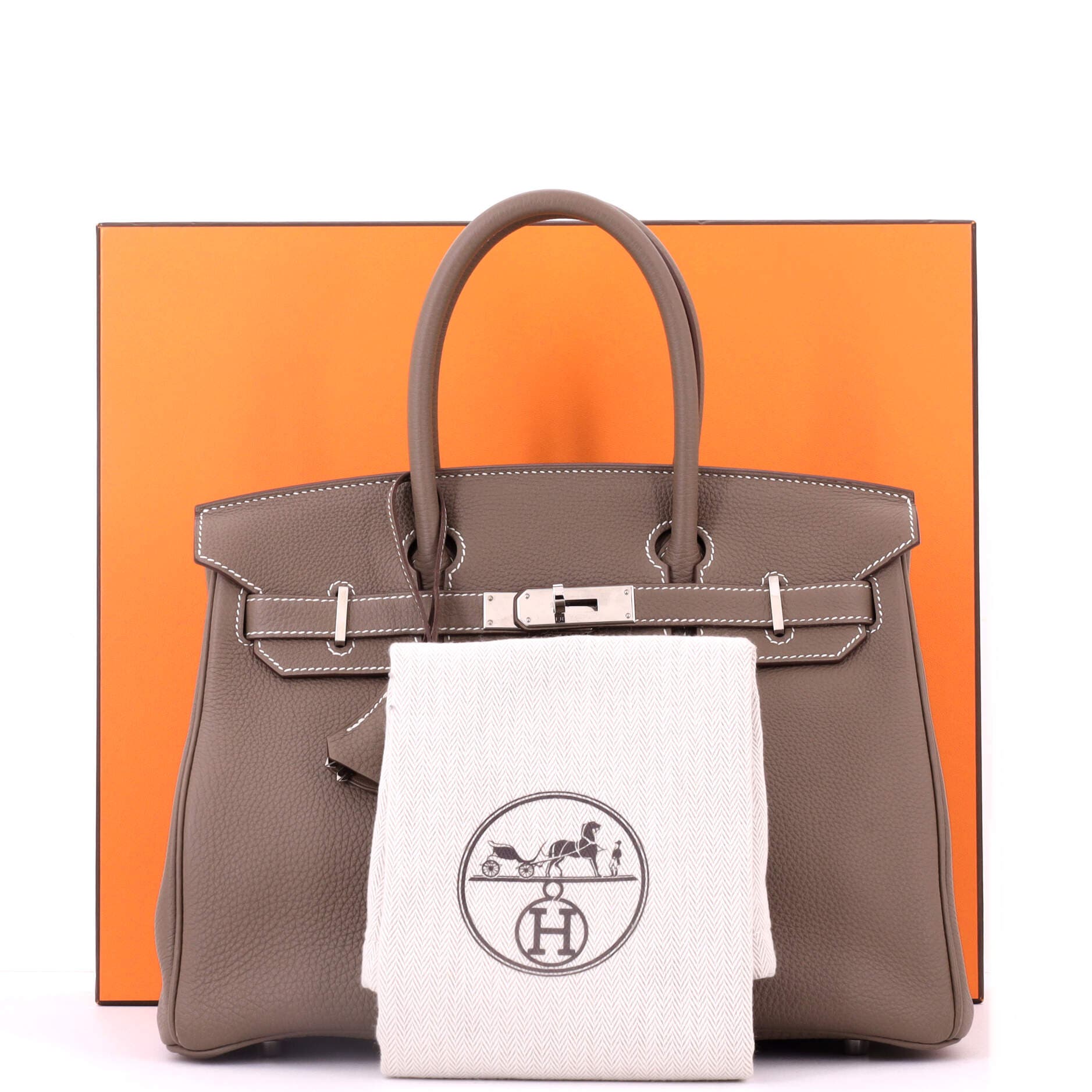 Pre-Owned Hermes Birkin Handbag Grey Togo with Palladium Hardware 30, Alternate, color, Etoupe