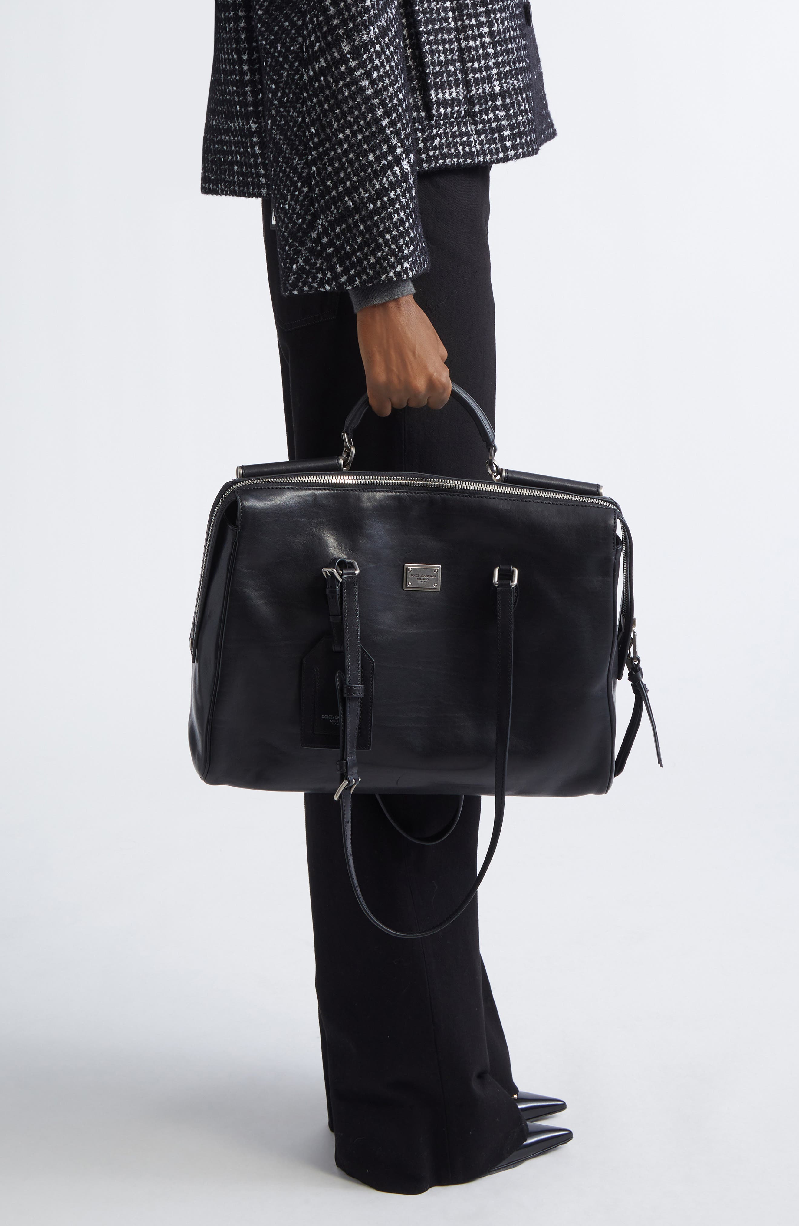 Dolce&Gabbana Large Rumble Leather Satchel, Alternate, color, 