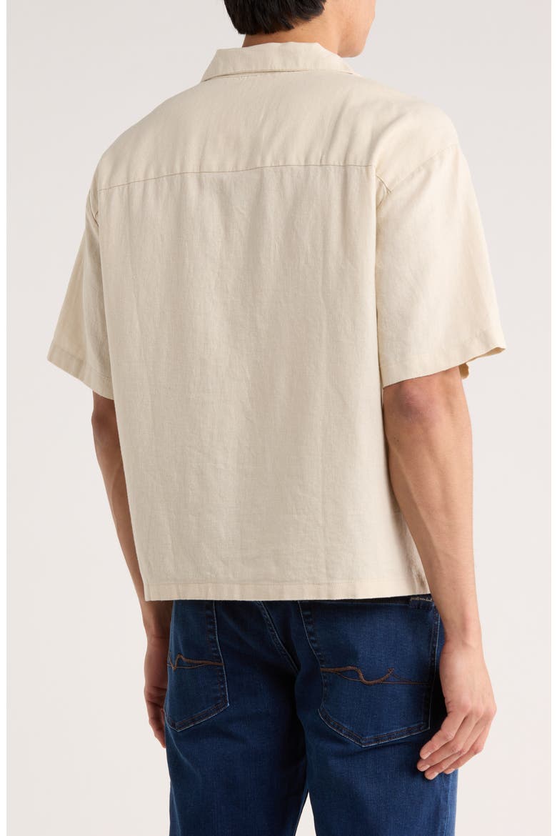 Linen Blend Camp Shirt, Alternate, color, SAND