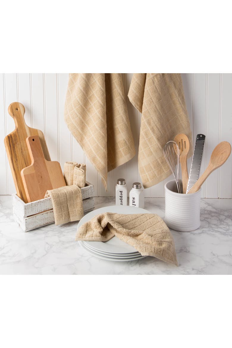 Solid Windowpane Terry Dishcloth Set/6, Alternate, color, Beige