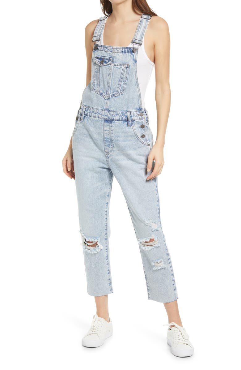 HIDDEN JEANS Boyfriend Ripped Denim Overalls, Main, color, 