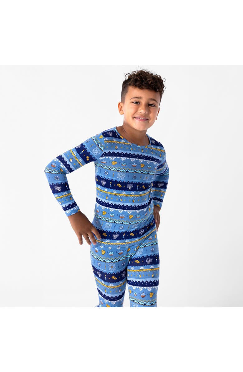 Bellabu Bear Kids' Hanukkah Fair Isle Set of 2 Piece Pajamas, Alternate, color, Hanukkah Fair Isle