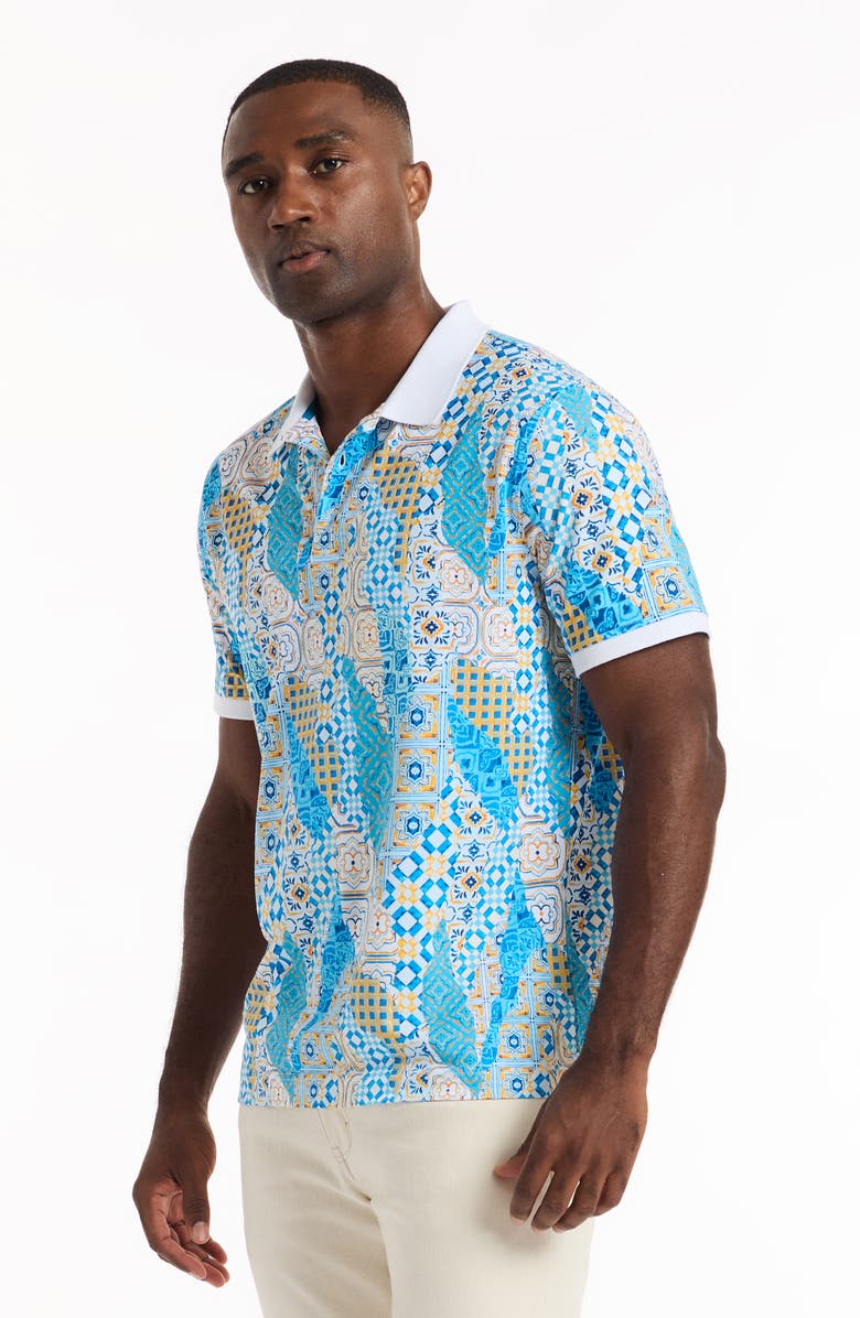 Robert Graham Ward Cotton Polo, Alternate, color, Blue