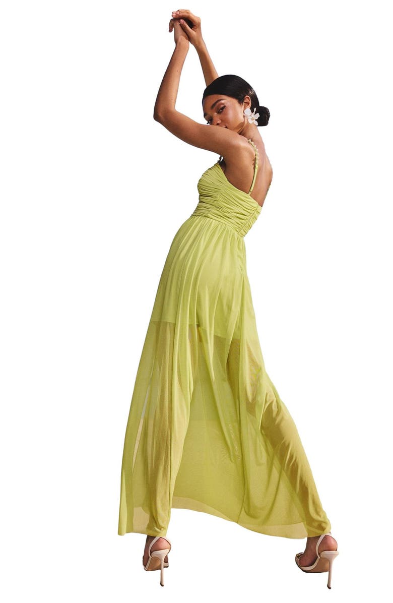 Lipsy Embellished Strap Ruched Maxi Dress, Alternate, color, Green