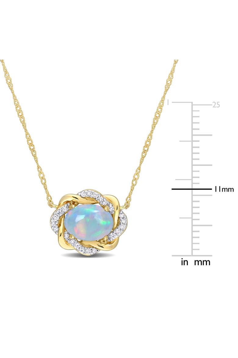 Opal & Diamond Halo Necklace 10K, Alternate, color, 10k Yellow Gold