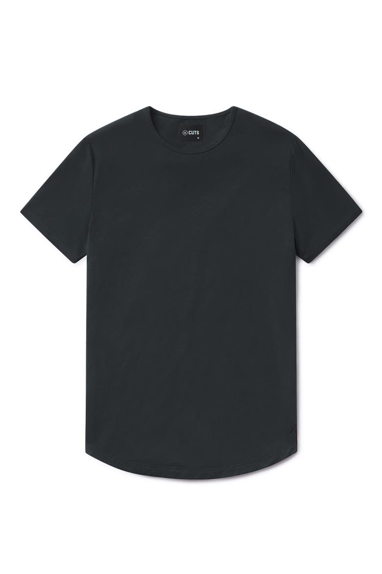 AO Curve Hem Cotton Blend T-Shirt, Alternate, color, OBSIDIAN