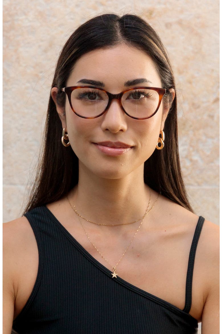 Kahala 53mm Low Bridge Cat Eye Optical Glasses, Alternate, color, CAPPUCCINO / CLEAR LENSES