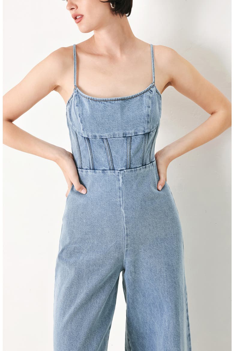 Denim Wide Leg Jumpsuit, Alternate, color, LIGHT DENIM