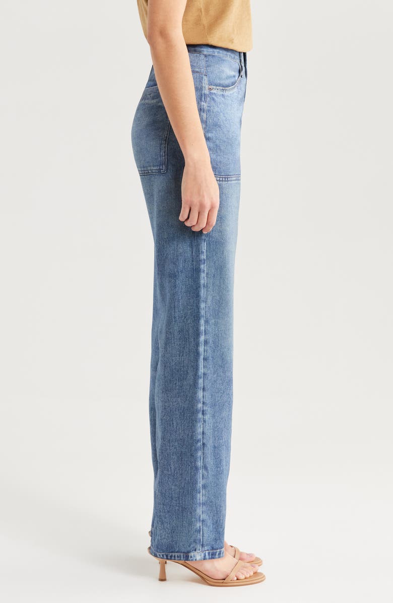 rag & bone Miramar Trompe l'Oeil Faux Denim Satin Pants, Alternate, color, Avalon