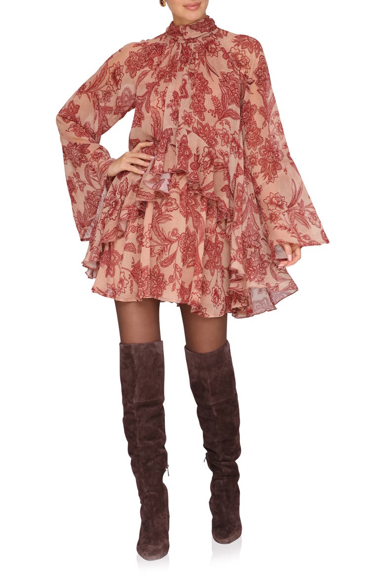 Ruffle Tiered Dress, Main, color, BATIK TAPESTRY