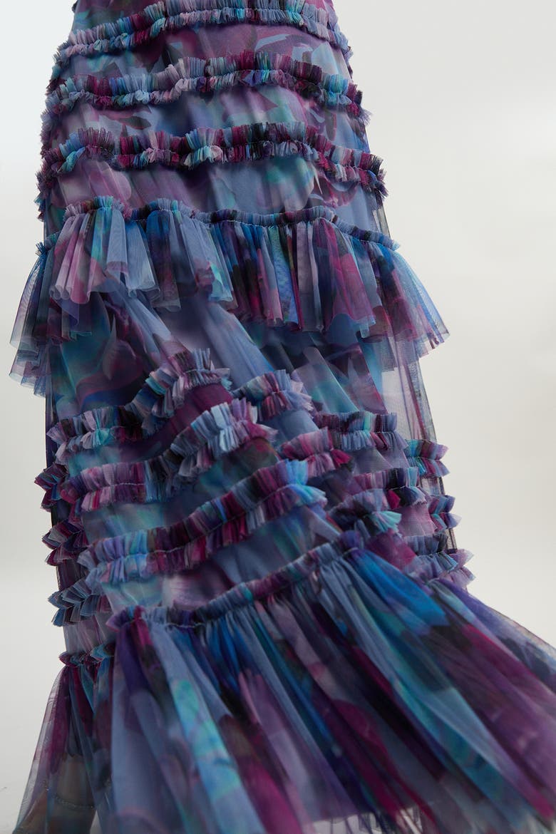 Tulle Layered Halter Neck Maxi Dress, Alternate, color, Floral