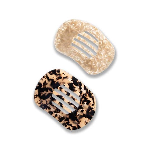 Pearlized Ivory & Neutral Tortoise Oversized Flat Lay Clip Set