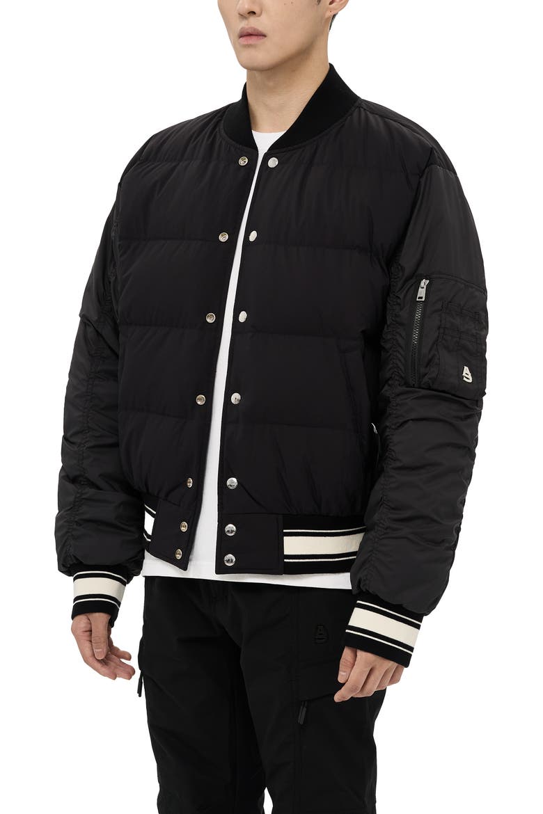 Hamden Mens Reversible Down Varsity Jacket, Alternate, color, Black