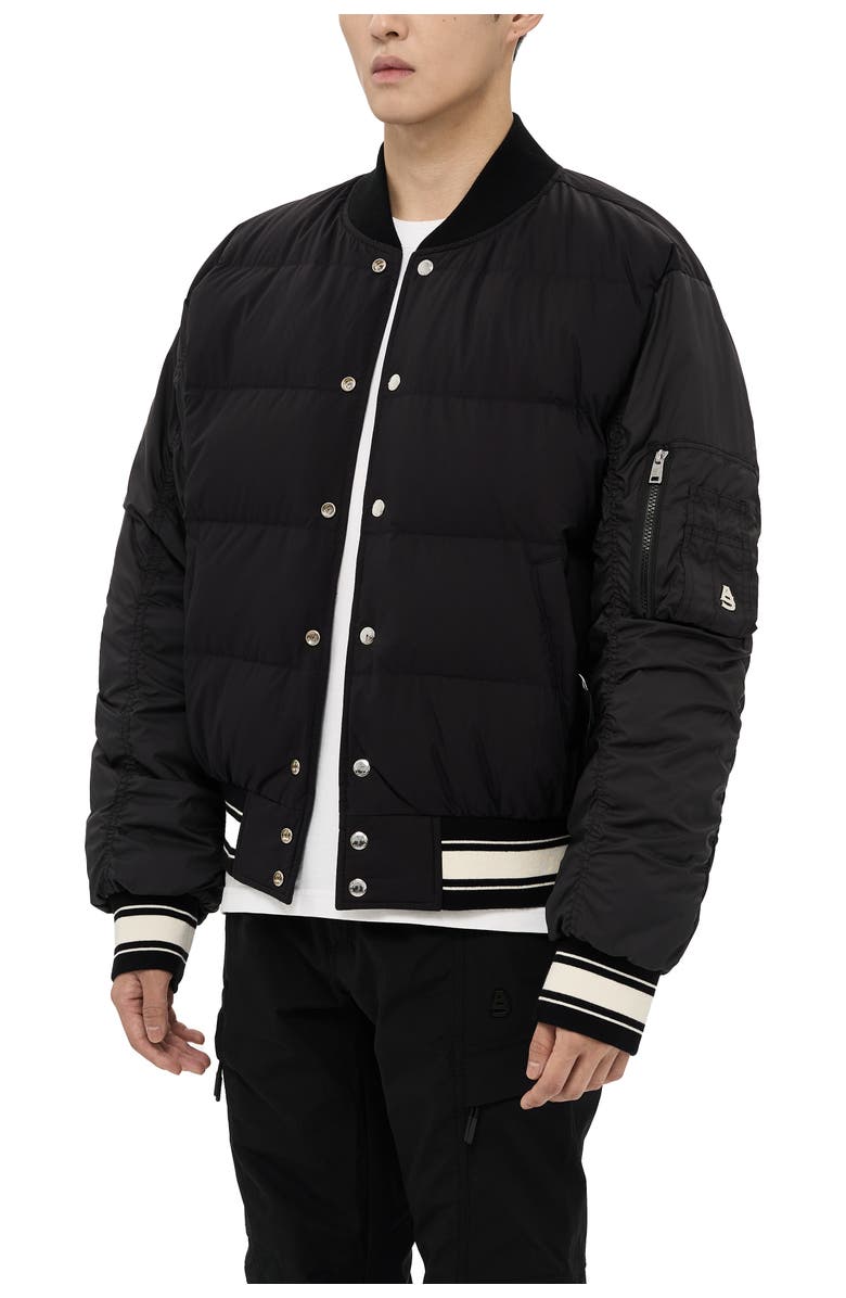 AlphaStyle Hamden Mens Reversible Down Varsity Jacket, Alternate, color, Black