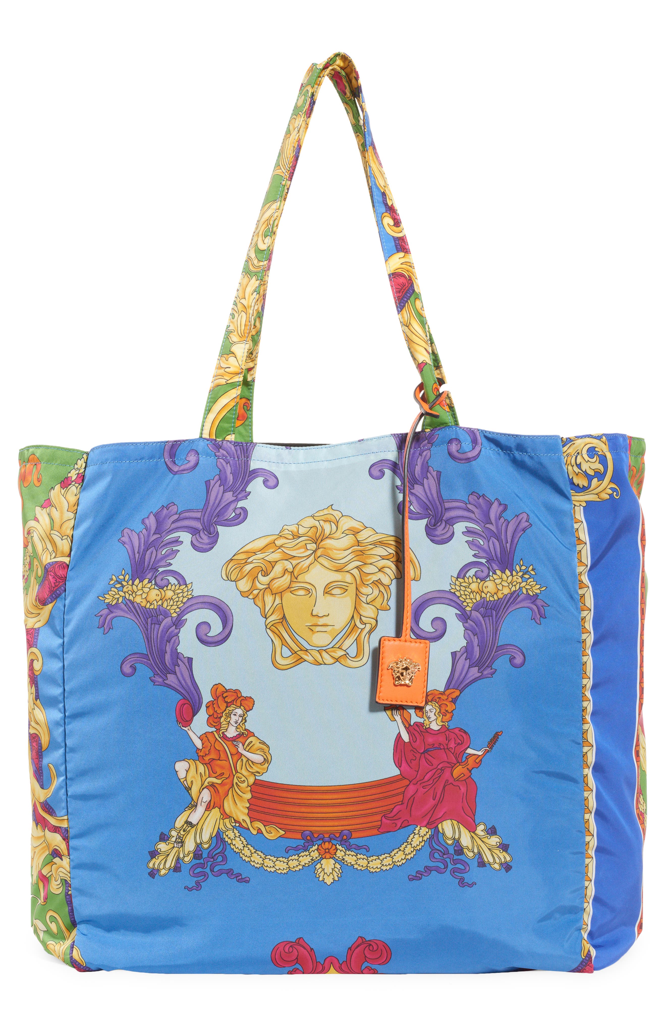 Versace Barocco Renaissance Nylon Tote, Main, color, 