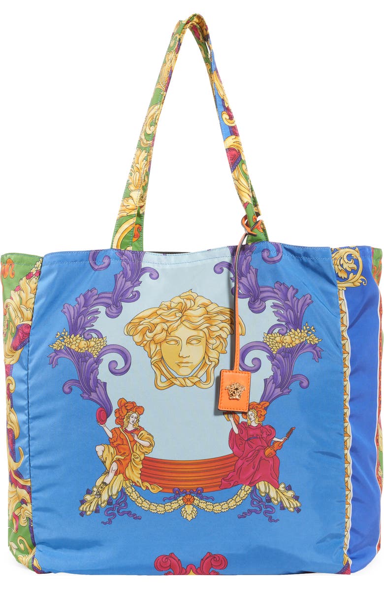 Versace Barocco Renaissance Nylon Tote, Main, color,