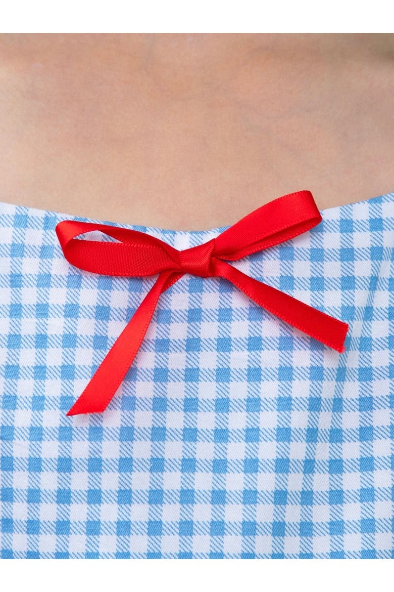 Apple Sweetheart Gingham Puff Sleeve Dress, Alternate, color, Blue