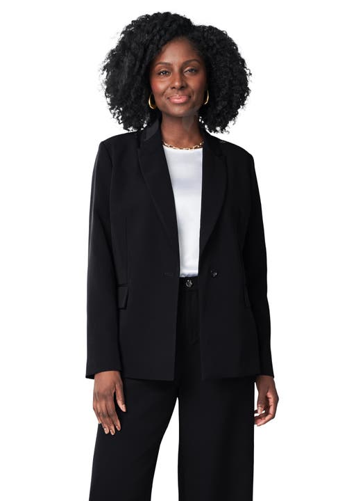 Jessica London Bi-stretch Shaped Blazer In Black