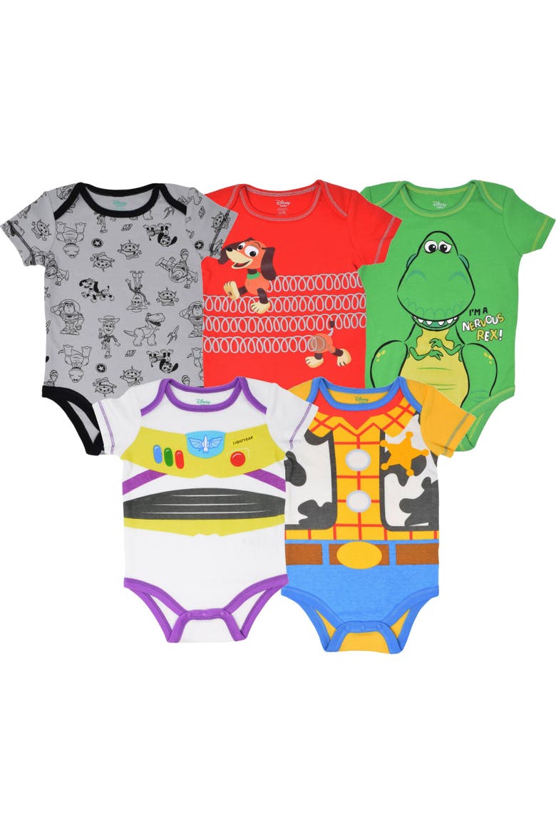 Pixar Boys' 5-Pack Short Sleeve Bodysuits, Main, color, Toy Story Blue Red