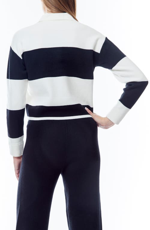 By Design Josefine Stripe Rugby Crop Sweater In Blue