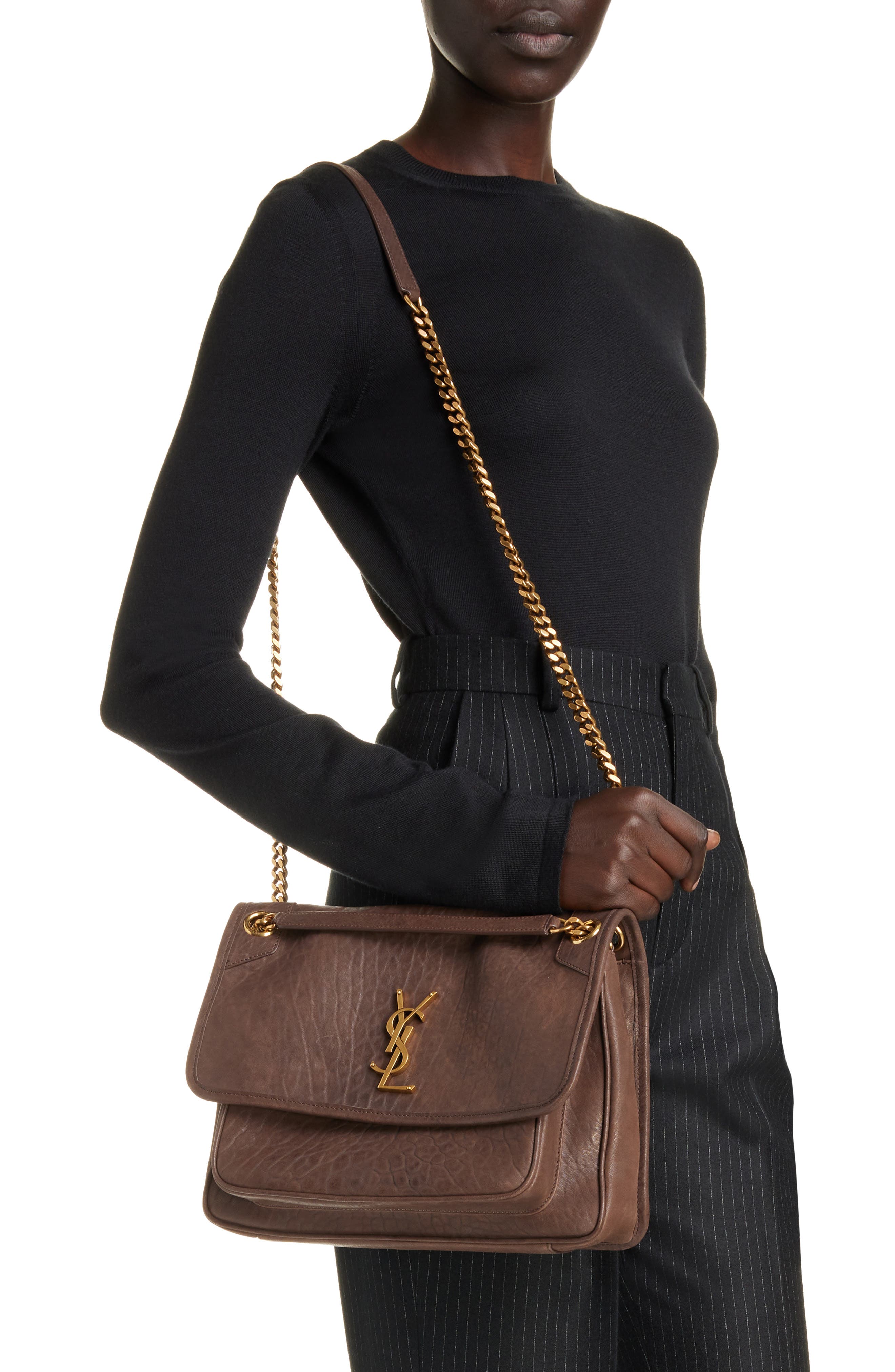 Saint Laurent Medium Niki Leather Shoulder Bag, Alternate, color, 