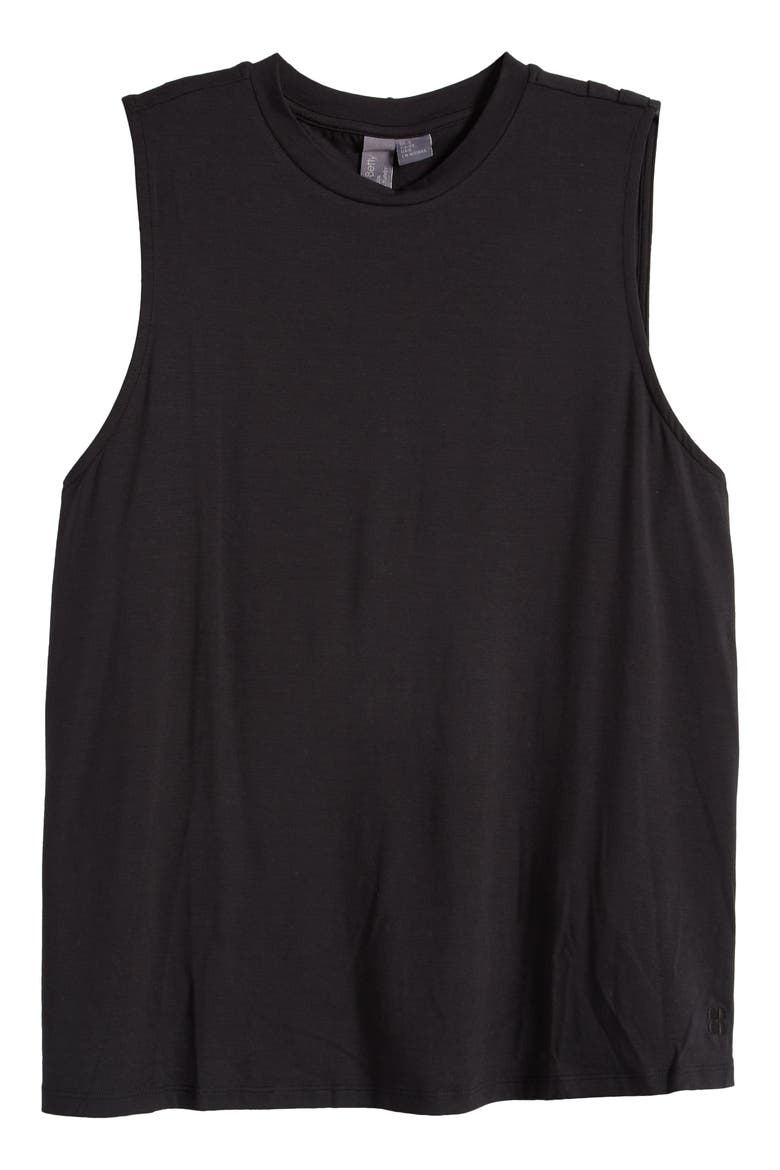 Draped Back Tank, Alternate, color, BLACK