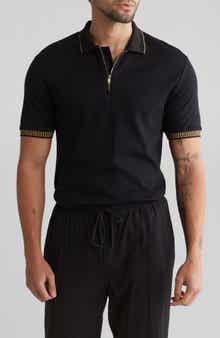 DENIM AND FLOWER Tipped Zip Cotton Polo