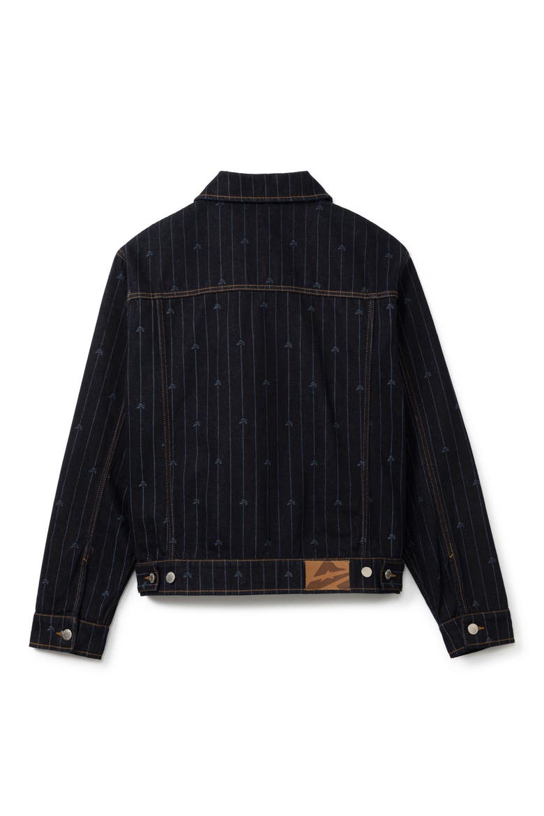 Logo Pinstripe Denim Trucker Jacket, Alternate, color, INDIGO STRIPE