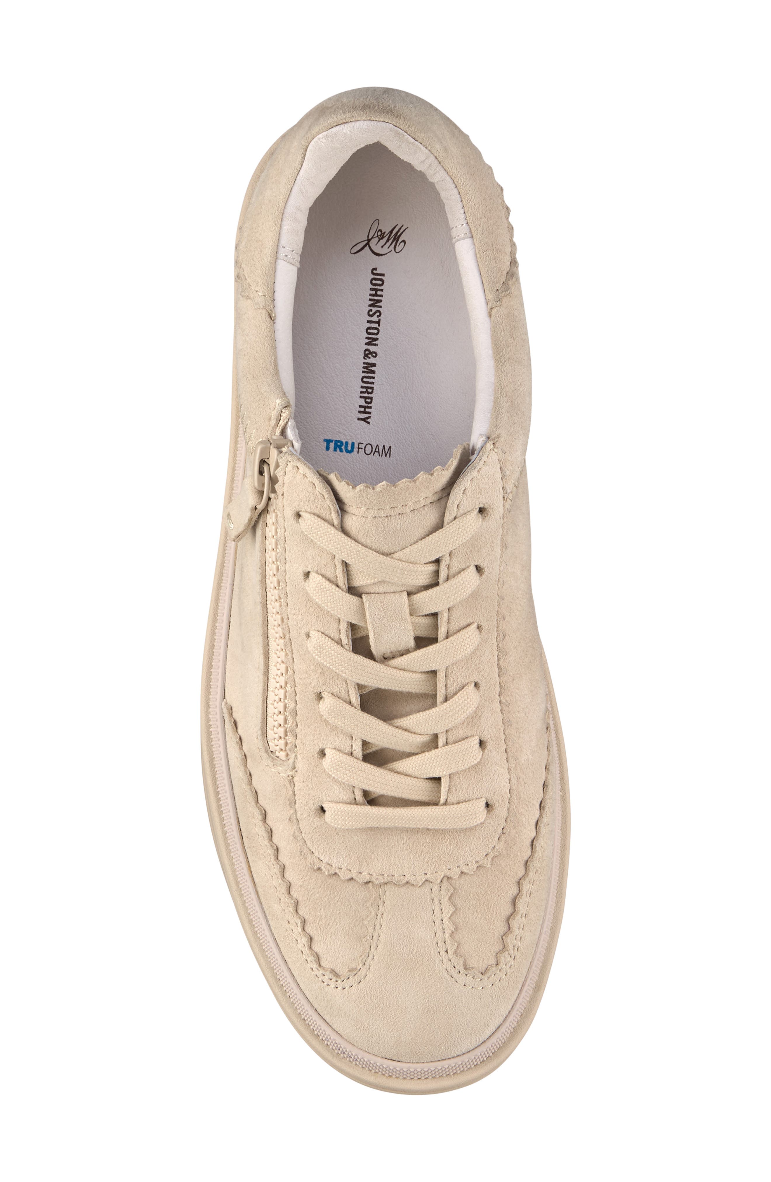 Johnston & Murphy Ashley Side Zip Sneaker, Alternate, color, Sand Kid Suede