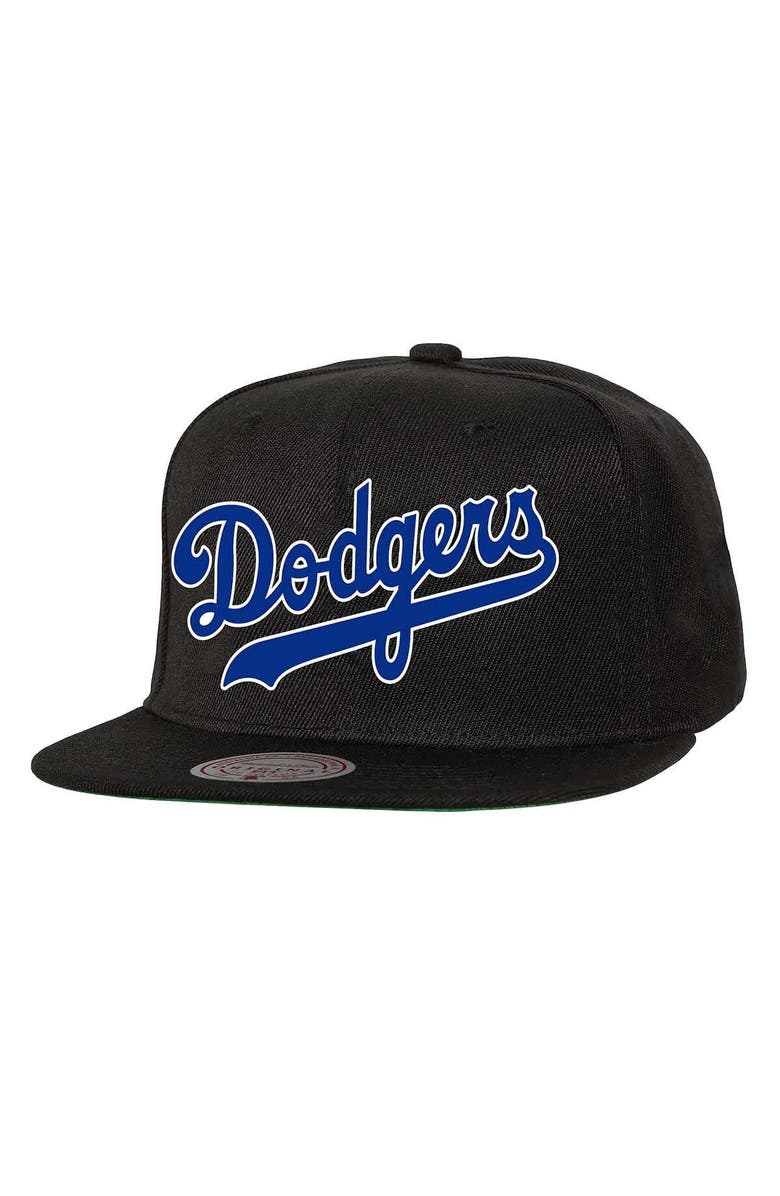 Mitchell & Ness Men's Mitchell & Ness Black Los Angeles Dodgers Cooperstown Collection Basic Flip Snapback Hat, Main, color, Black