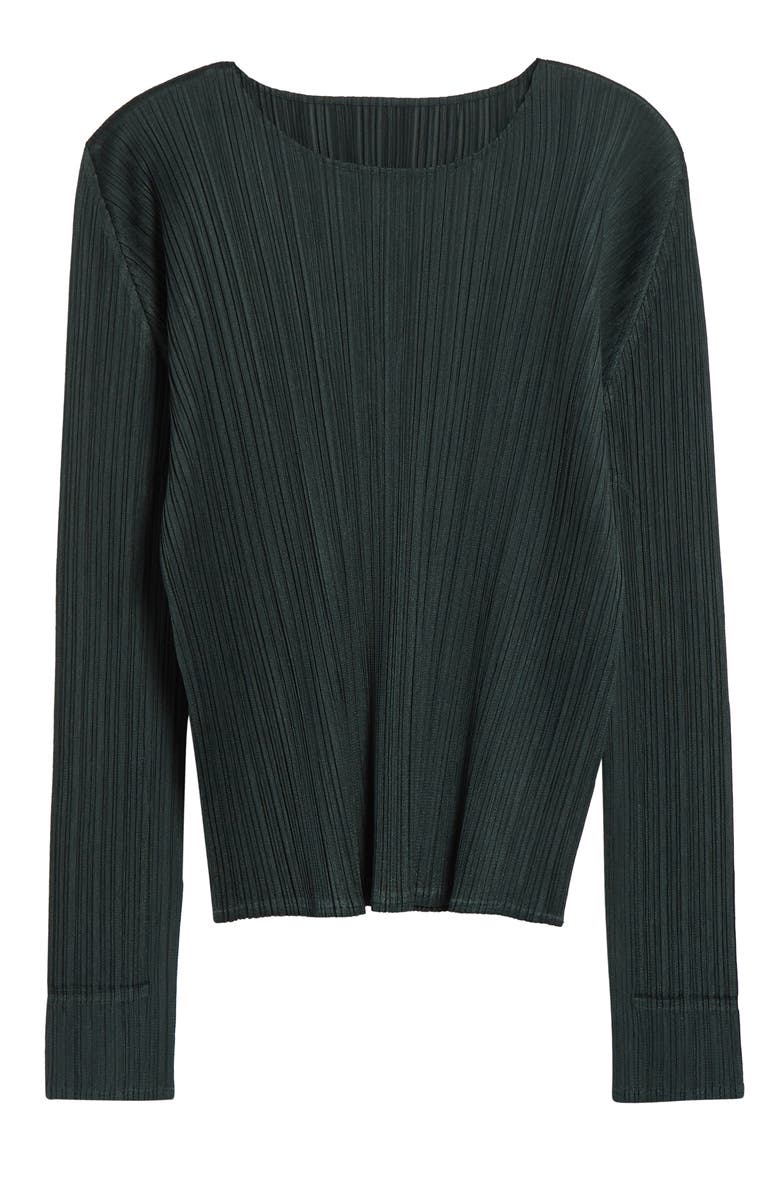 Pleats Please Issey Miyake Monthly Colors December Pleated Long Sleeve Top, Alternate, color, Forest Green