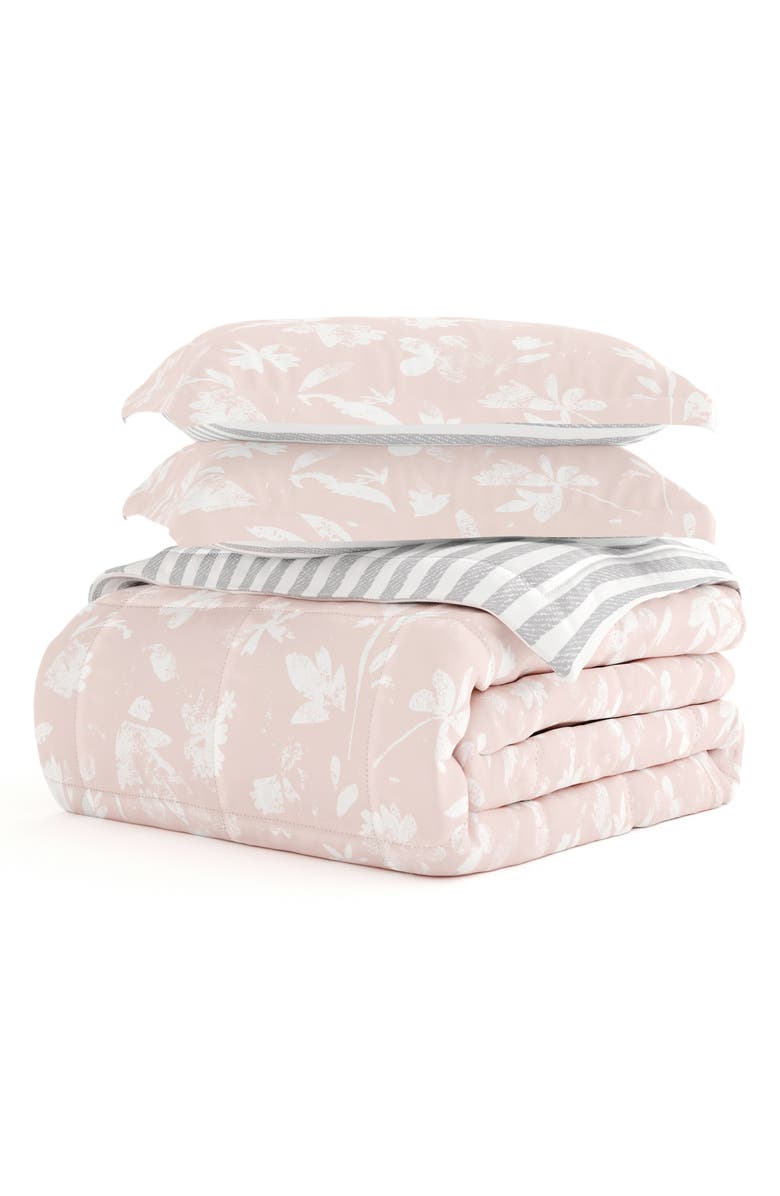 HOMESPUN HOME SPUN Premium Down Alternative Pressed Flowers Reversible Comforter Set, Main, color, Pink