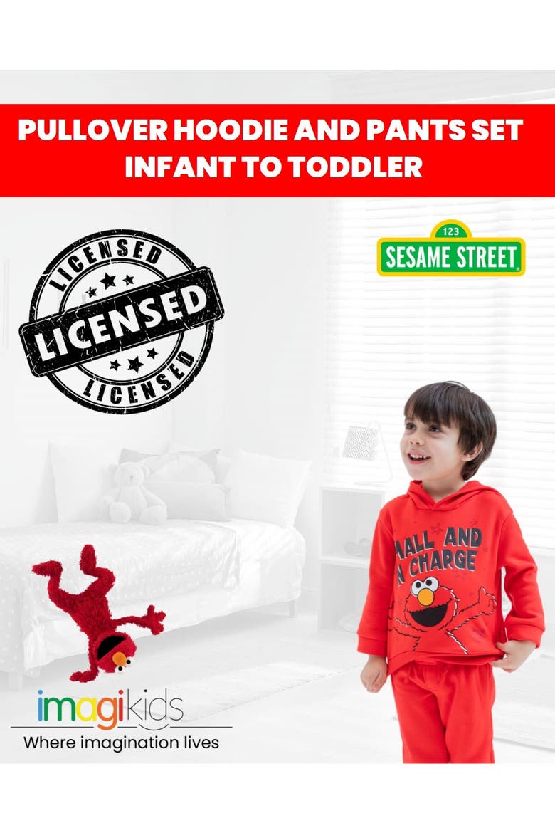 2-Piece Fleece Hoodie and Pants Set, Alternate, color, Elmo Red