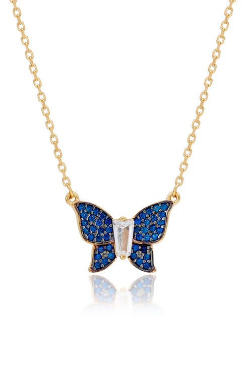 Cubic Zirconia Butterfly Pavé Pendant Necklace