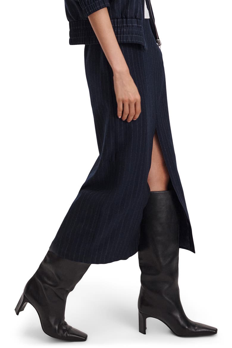 Bessie Wool Blend Pinstripe Midi Skirt, Alternate, color, NAVY MULTI