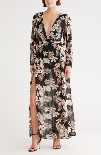 By Design Journey Semi Sheer Maxi Dress In Multi