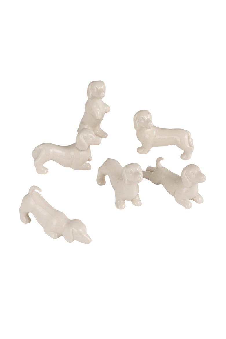 6-Piece Stoneware Dogs Accent Decor, White, Main, color, White