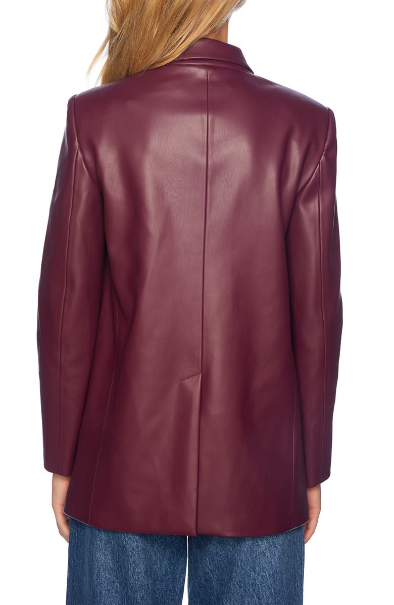 Susana Monaco Faux Leather One-Button Boyfriend Blazer, Alternate, color, Malbec