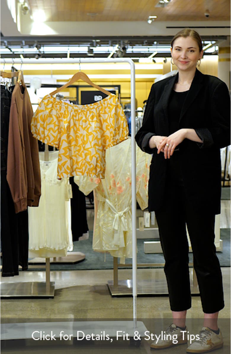 Marella Abstract Print Puff Sleeve Pima Cotton Crop Top, sales video thumbnail