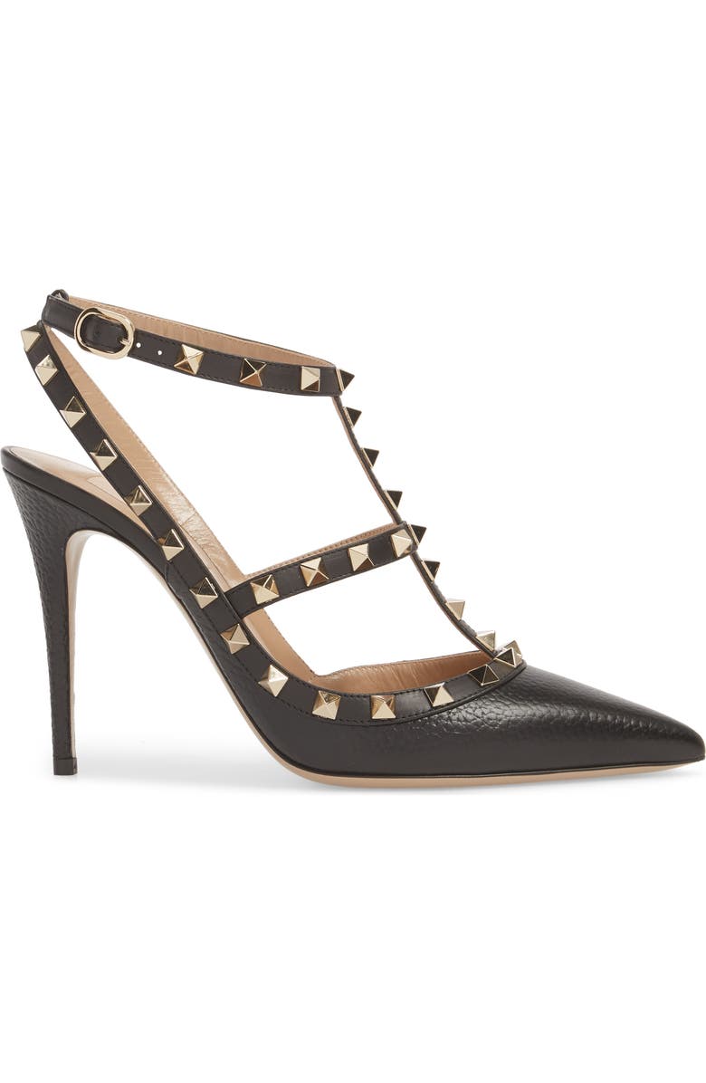 Valentino Garavani Rockstud T-Strap Pointed Toe Pump, Alternate, color,