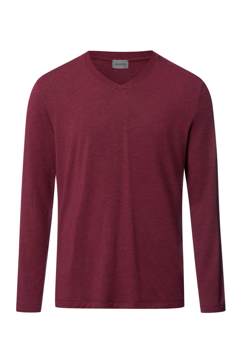 Casuals Long Sleeve V-Neck Top, Main, color, Cabernet Melange