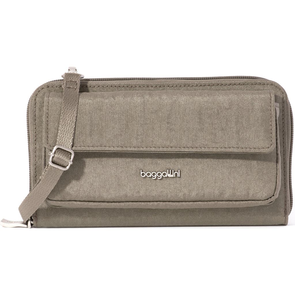 Baggallini Rfid Phone Wallet Crossbody Bag In Sterling Shimmer